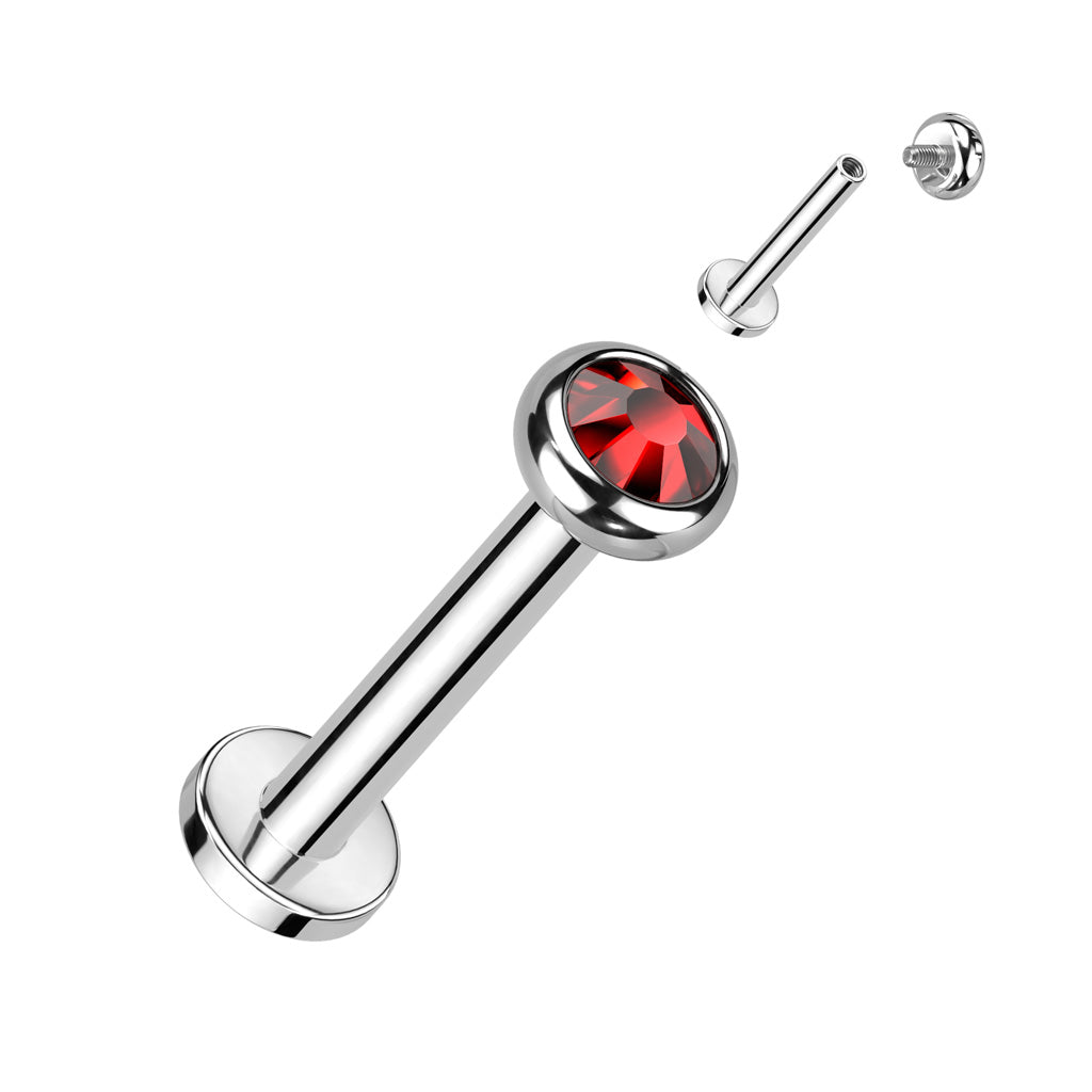 Labret With Flat Bezel Set Crystal or Opal Top