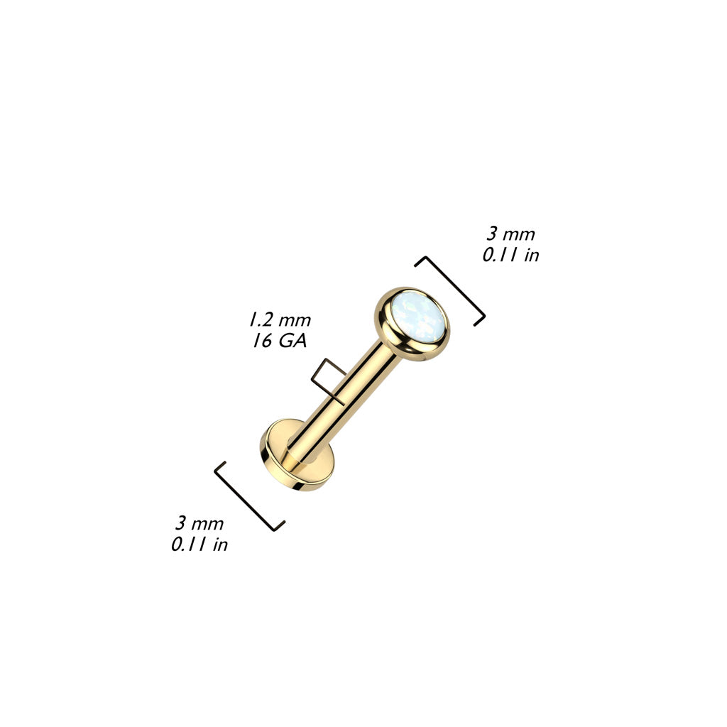 Labret With Flat Bezel Set Crystal or Opal Top
