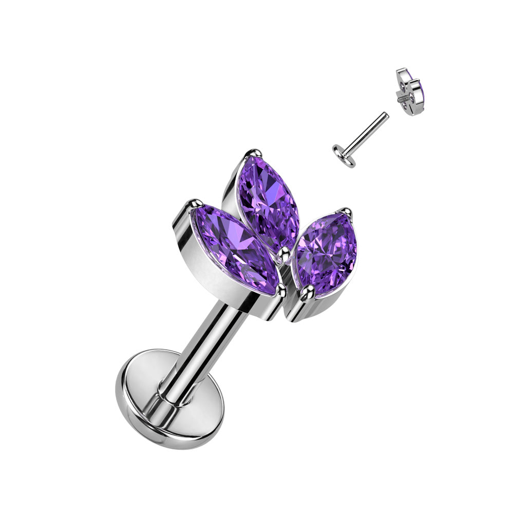 Labret 3 Marquise CZ Leaf Top