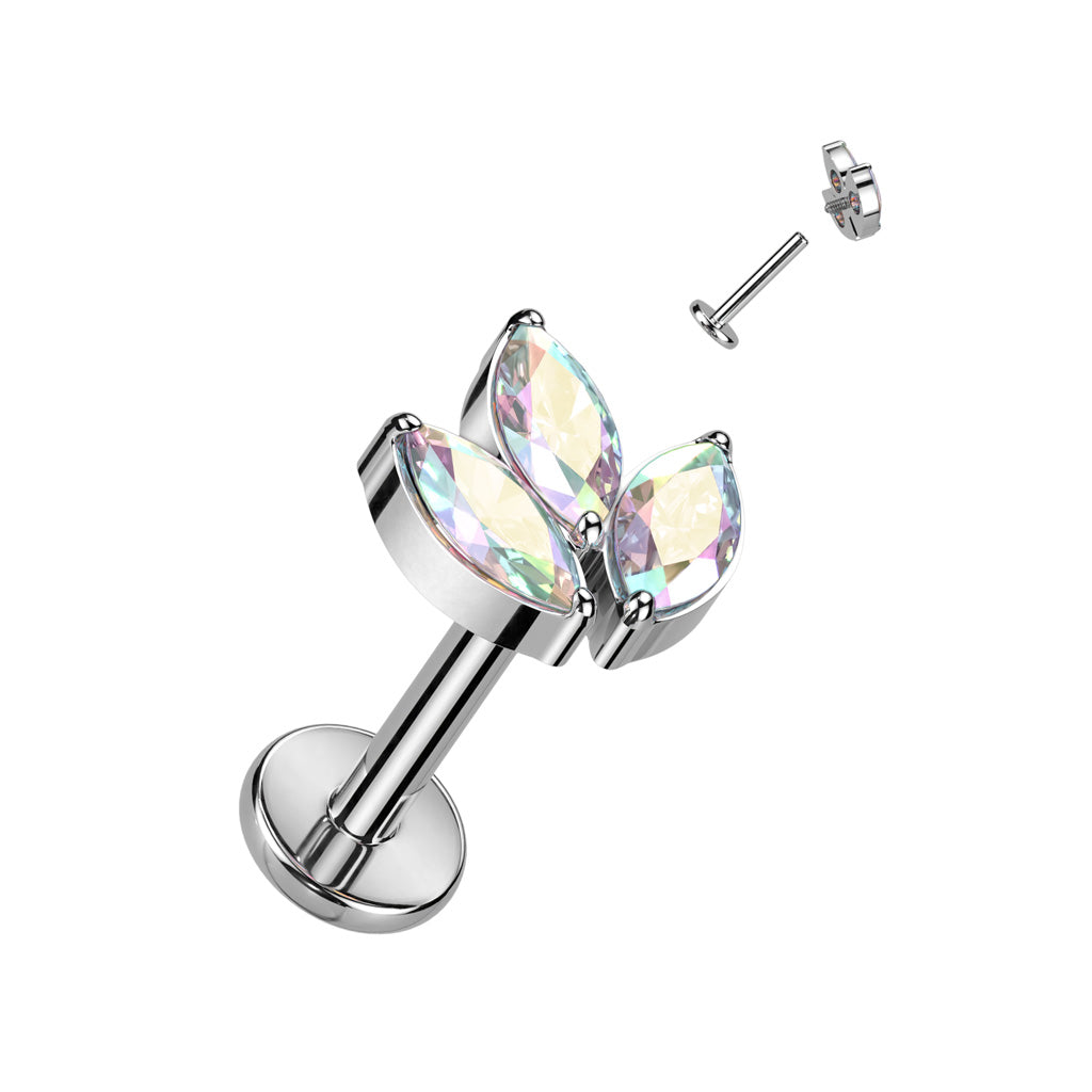 Labret 3 Marquise CZ Leaf Top