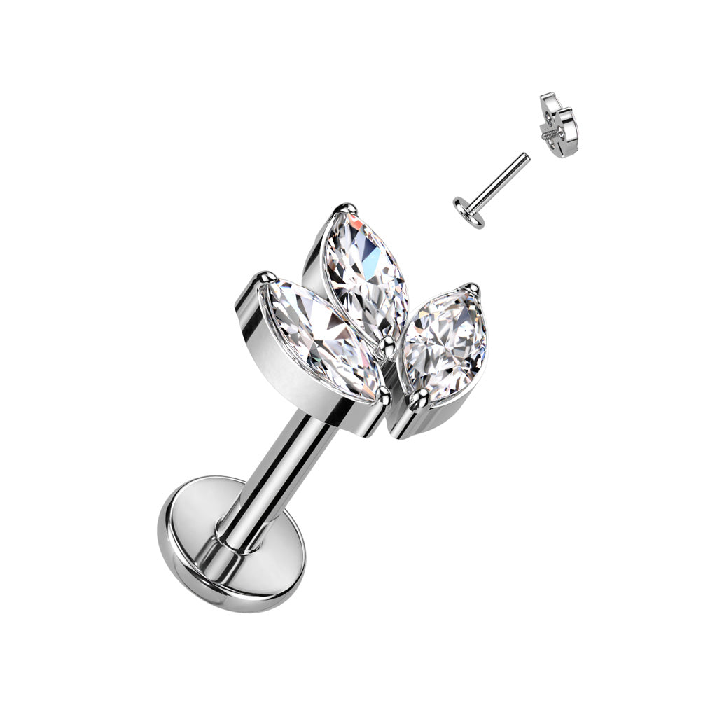 Labret 3 Marquise CZ Leaf Top