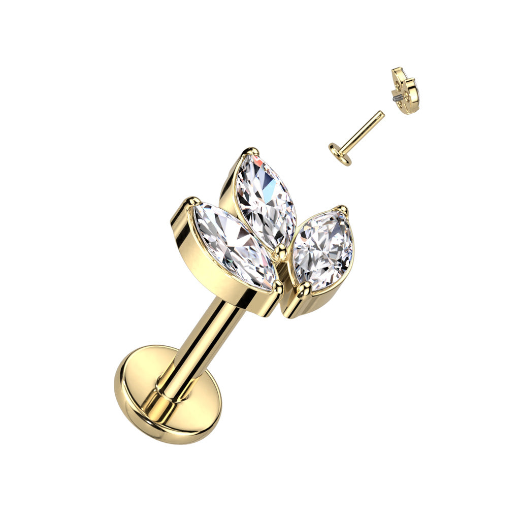 Labret 3 Marquise CZ Leaf Top