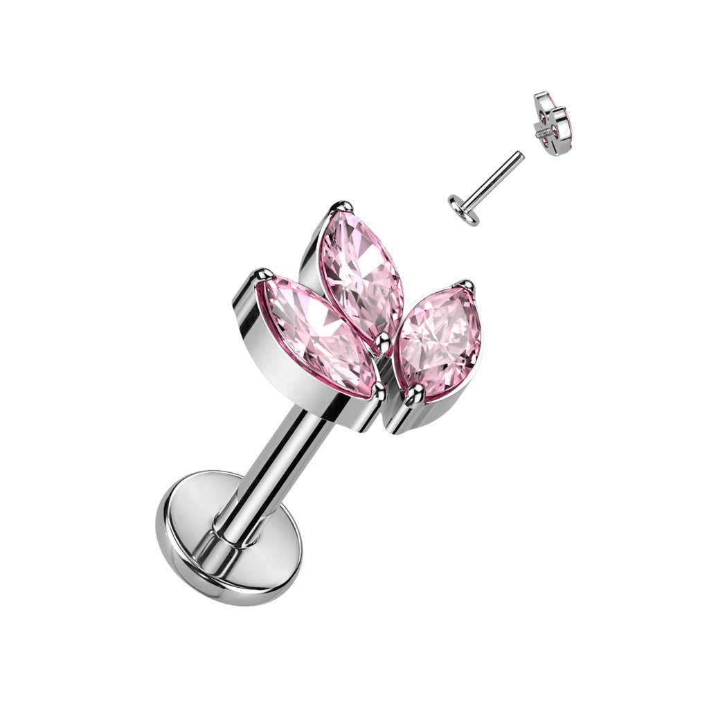 Labret 3 Marquise CZ Leaf Top