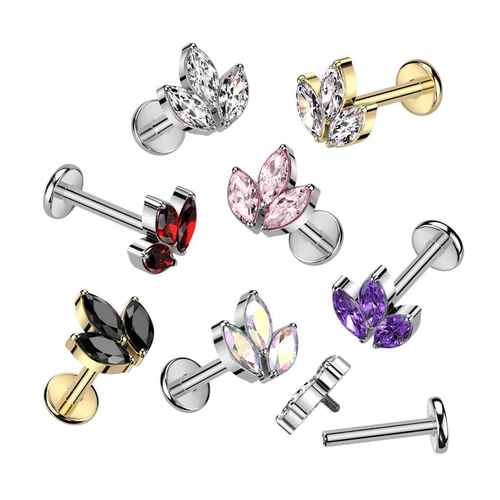 Labret 3 Marquise CZ Leaf Top