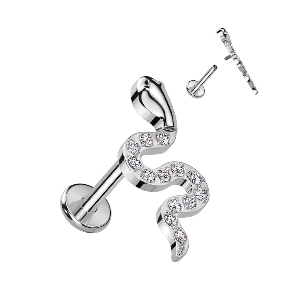 Labret With CZ Pave Snake Top