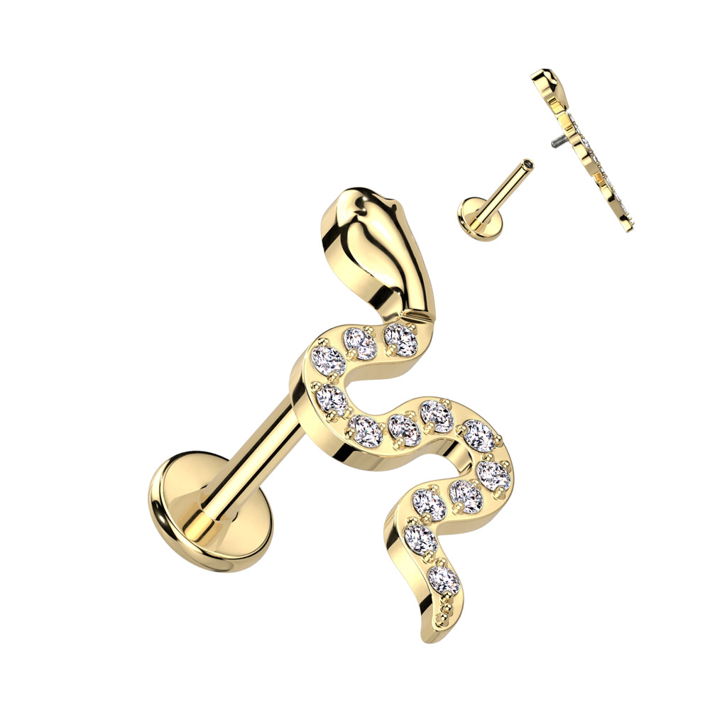 Labret With CZ Pave Snake Top