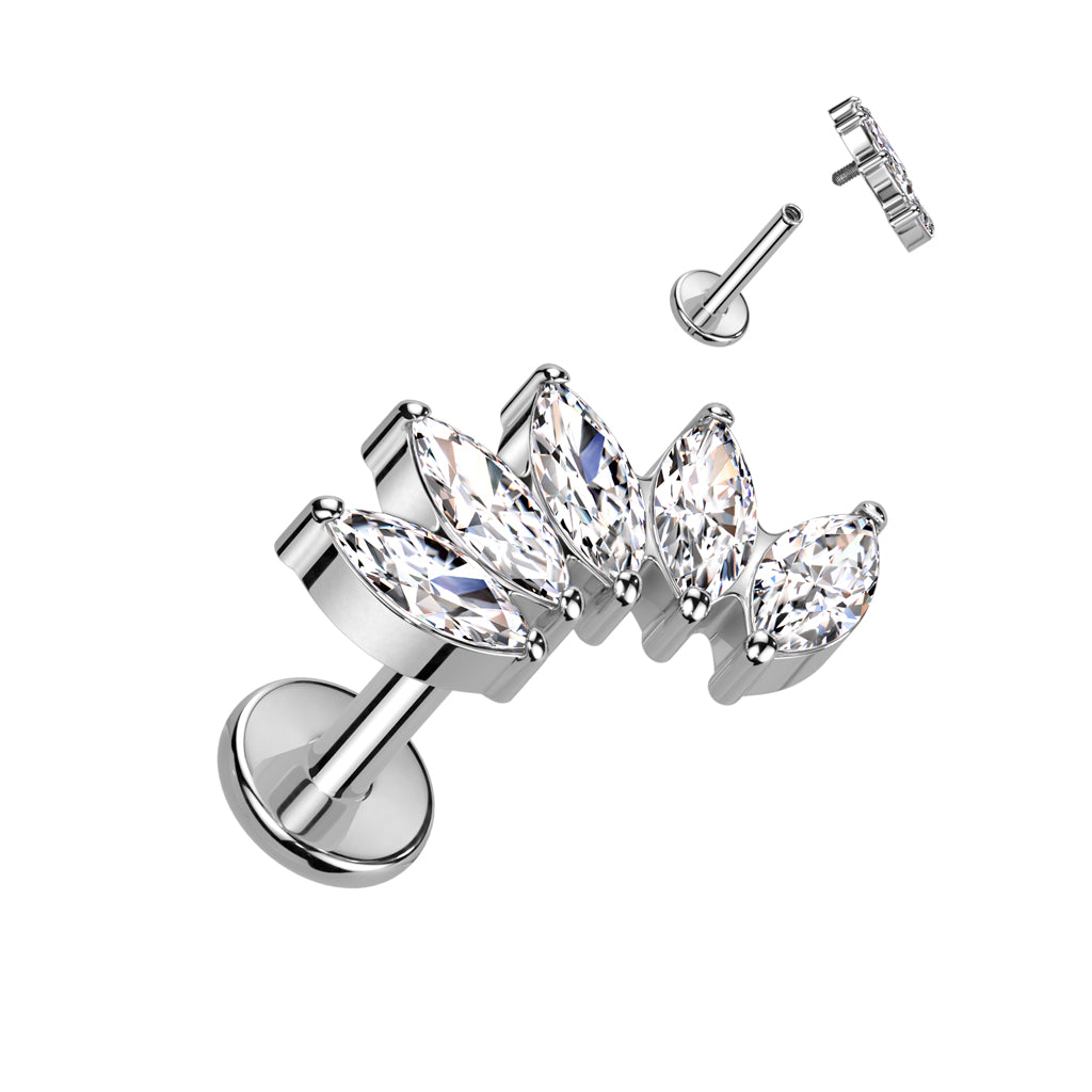 Labret With 5 Marquise CZ Fan Top
