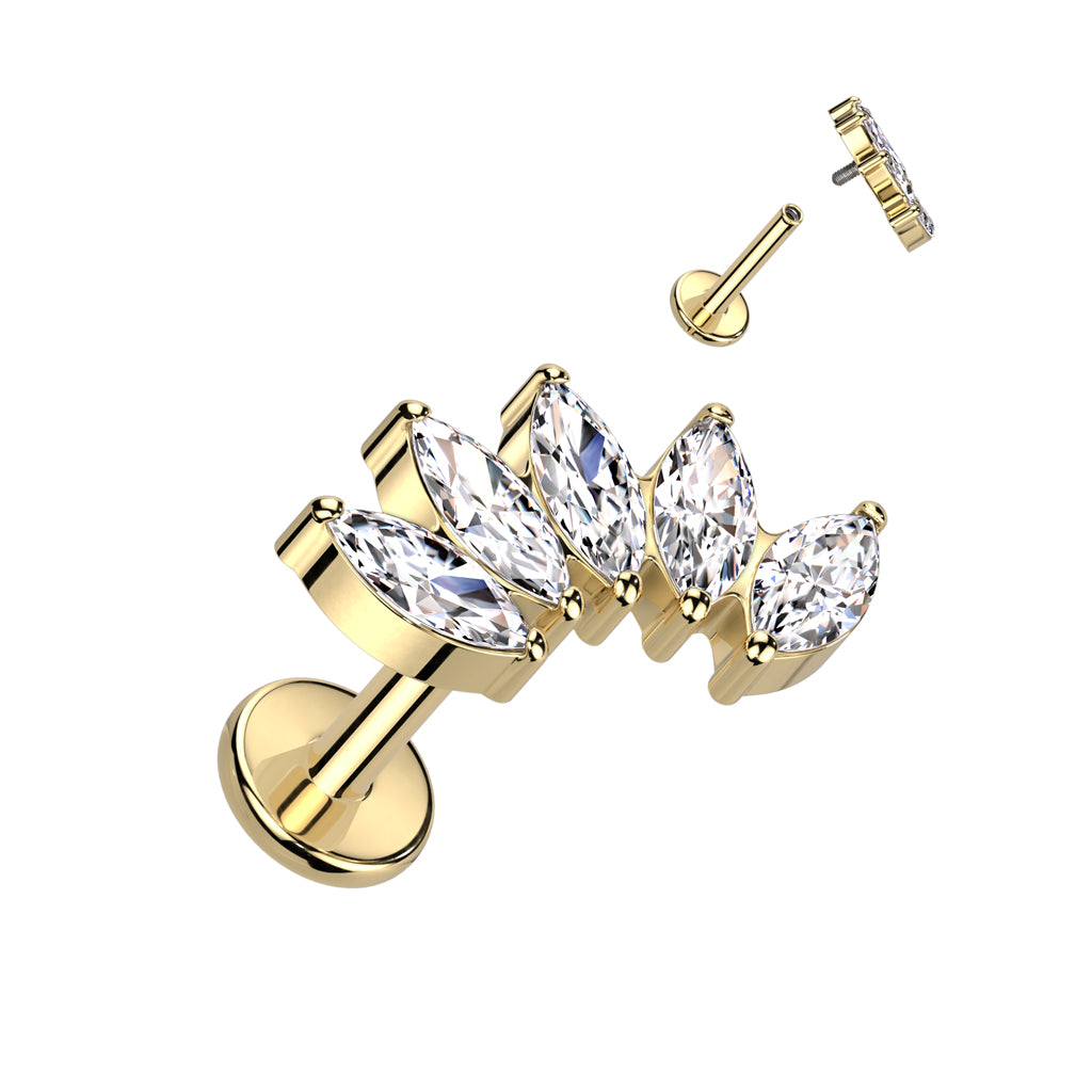 Labret With 5 Marquise CZ Fan Top