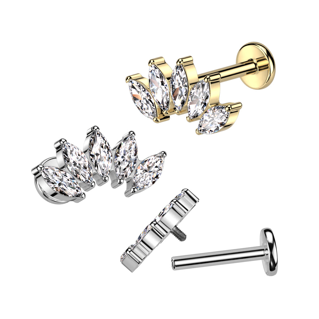 Labret With 5 Marquise CZ Fan Top