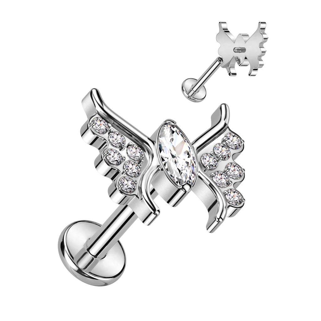 Labret With CZ Butterfly Top