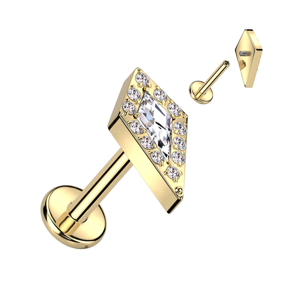 Labret CZ Pave Spear Top