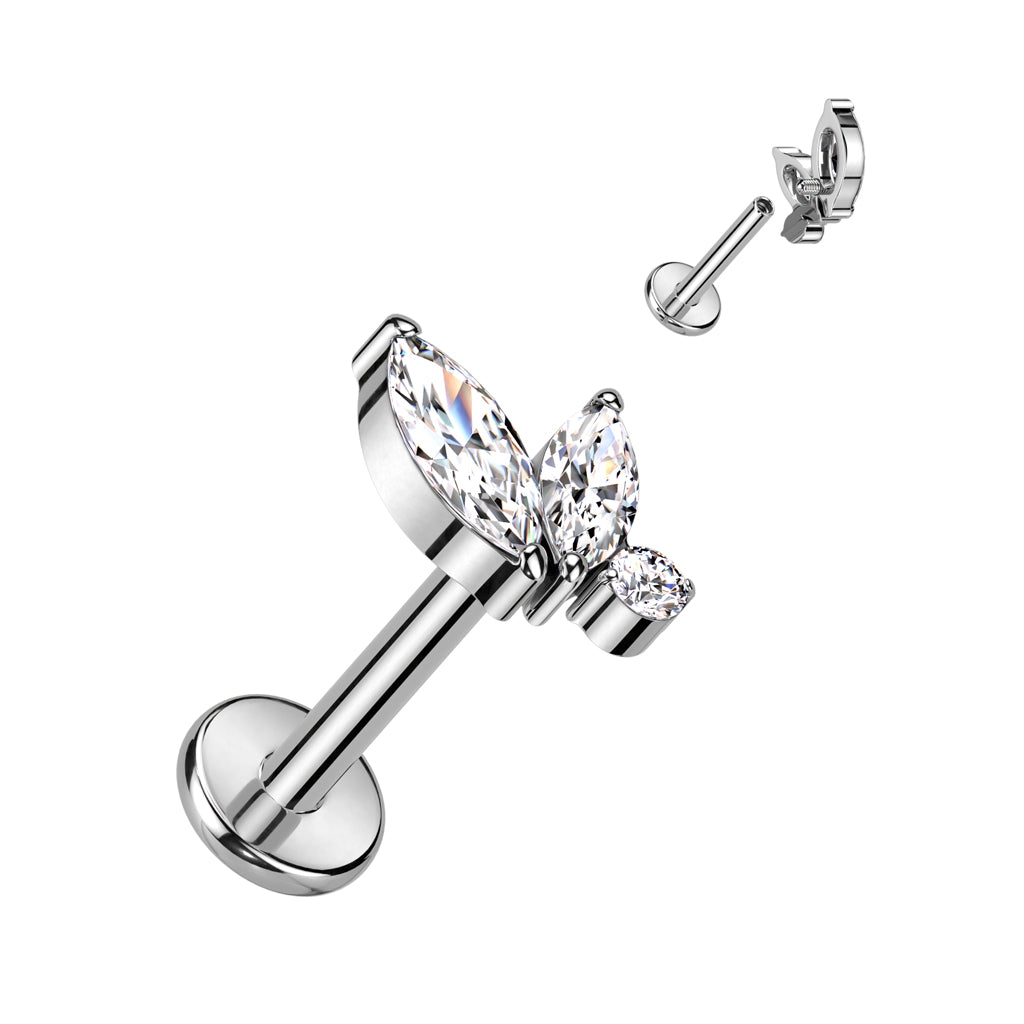 Labret With Double Marquise and Round CZ Top