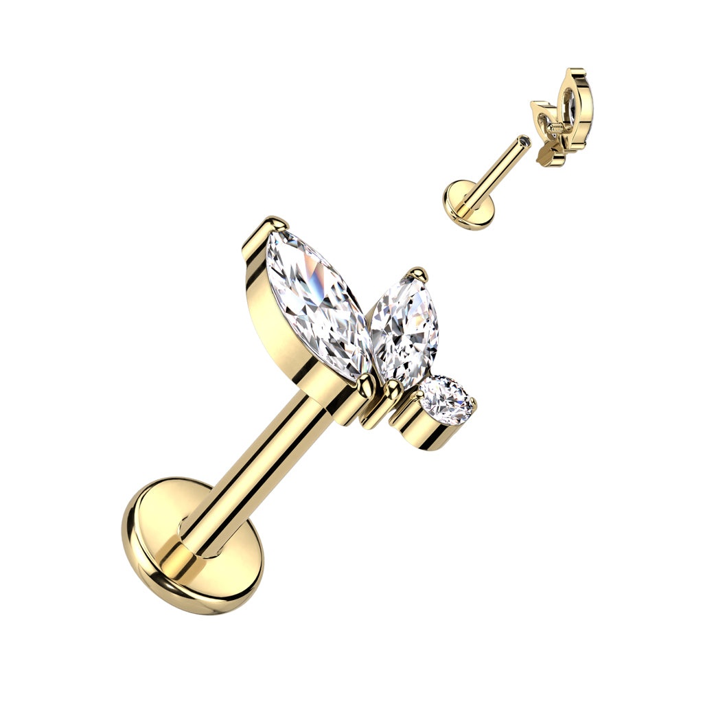 Labret With Double Marquise and Round CZ Top