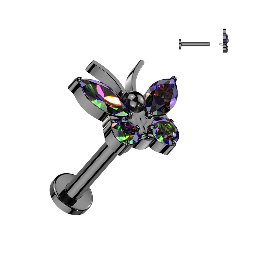 Labret With CZ Butterfly Top