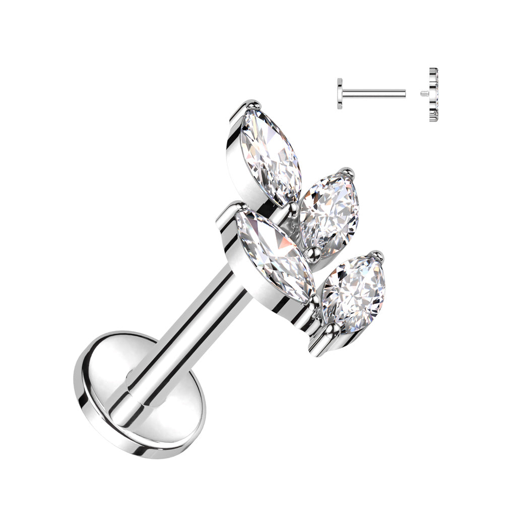 Labret with Marquise CZ Leaf Top
