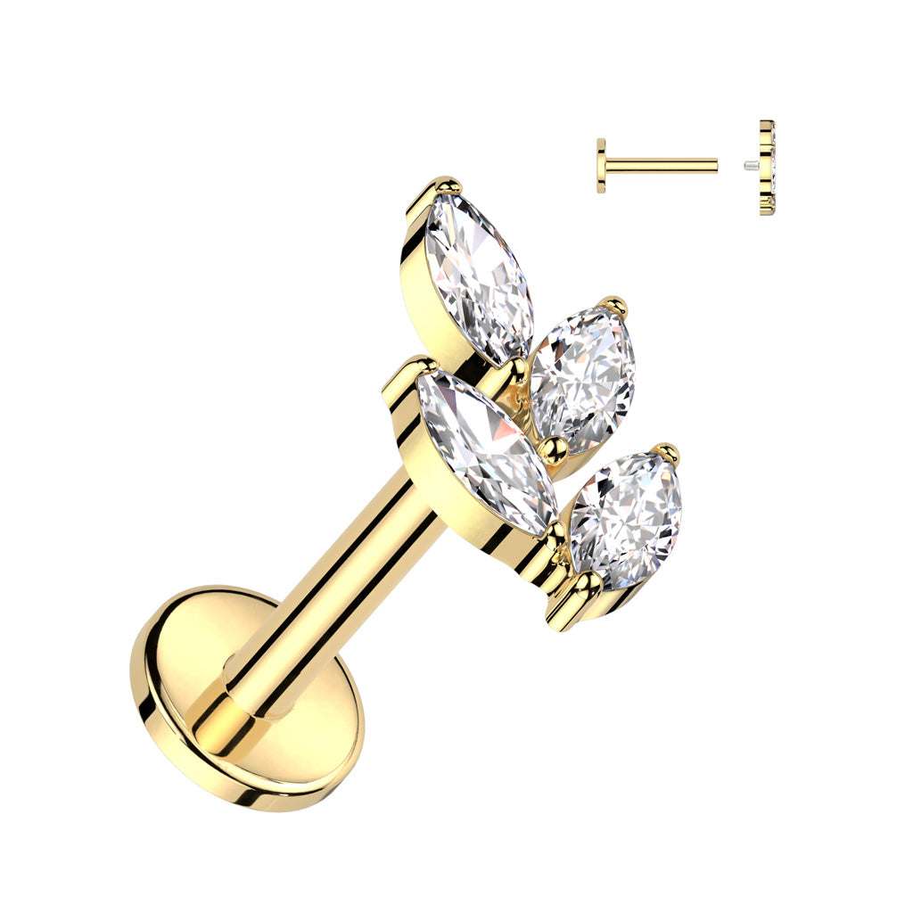 Labret with Marquise CZ Leaf Top