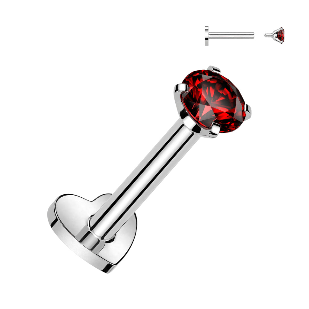 Heart Base Reversible Labret with Prong Set CZ Top