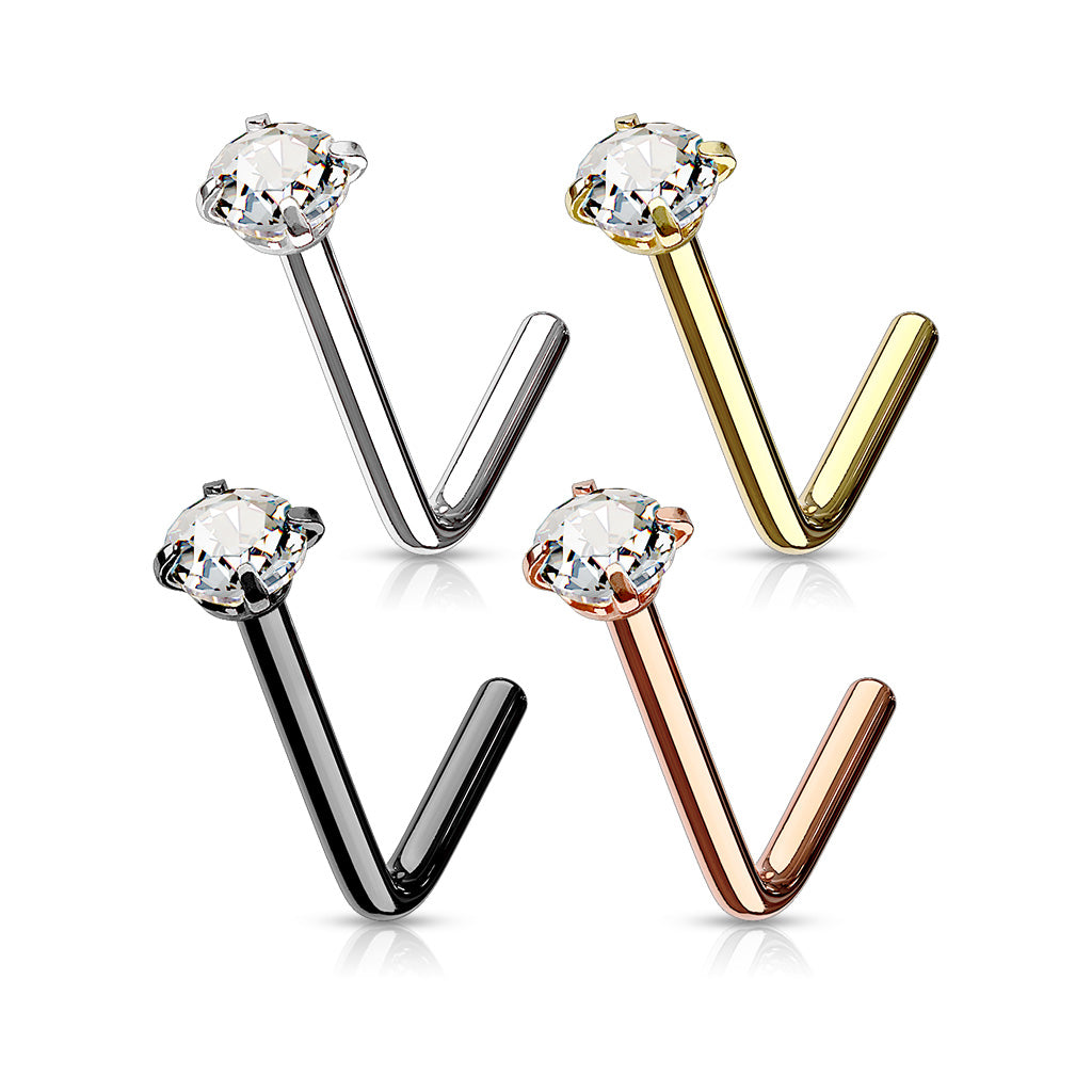 Circular Cubic Zirconia Prong Nose Stud