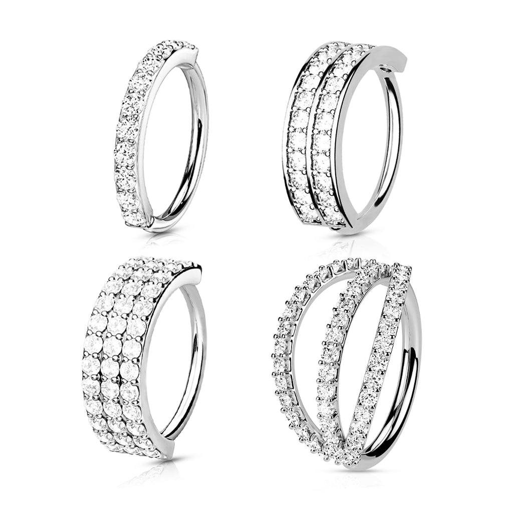 Triple Lined Micro Set CZ Bendable Hoop Cuff