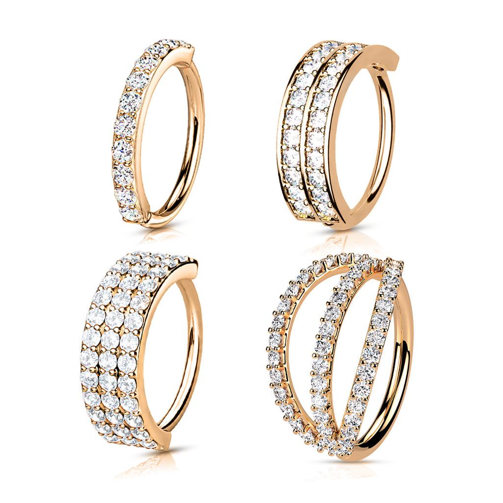Triple Lined Micro Set CZ Bendable Hoop Cuff