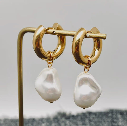 Luna Pearl Pendant Charm Earrings