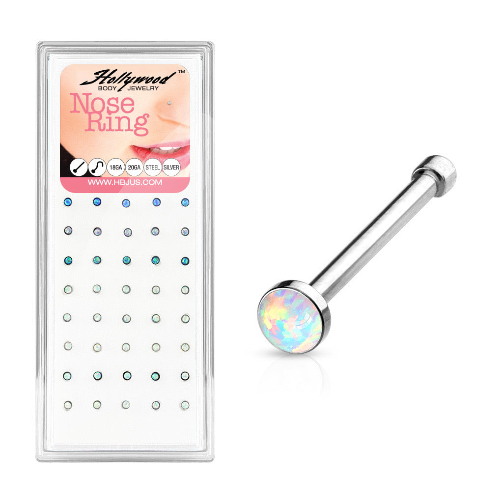 Assorted Opal Flat Top Nose Stud