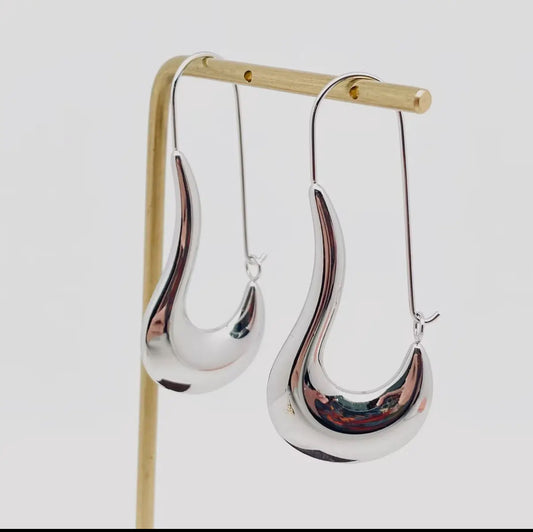 Geometric Texture Drop Hoops