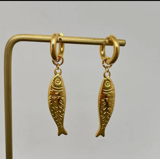 Sun Kissed Sardine Charm Earrings