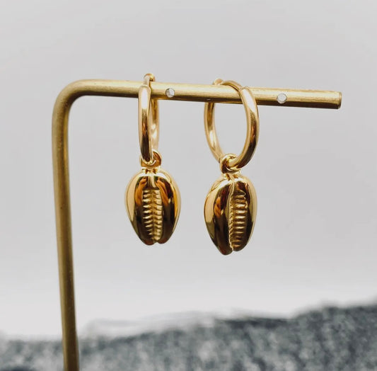 Marina Gold Conch Charm Earrings