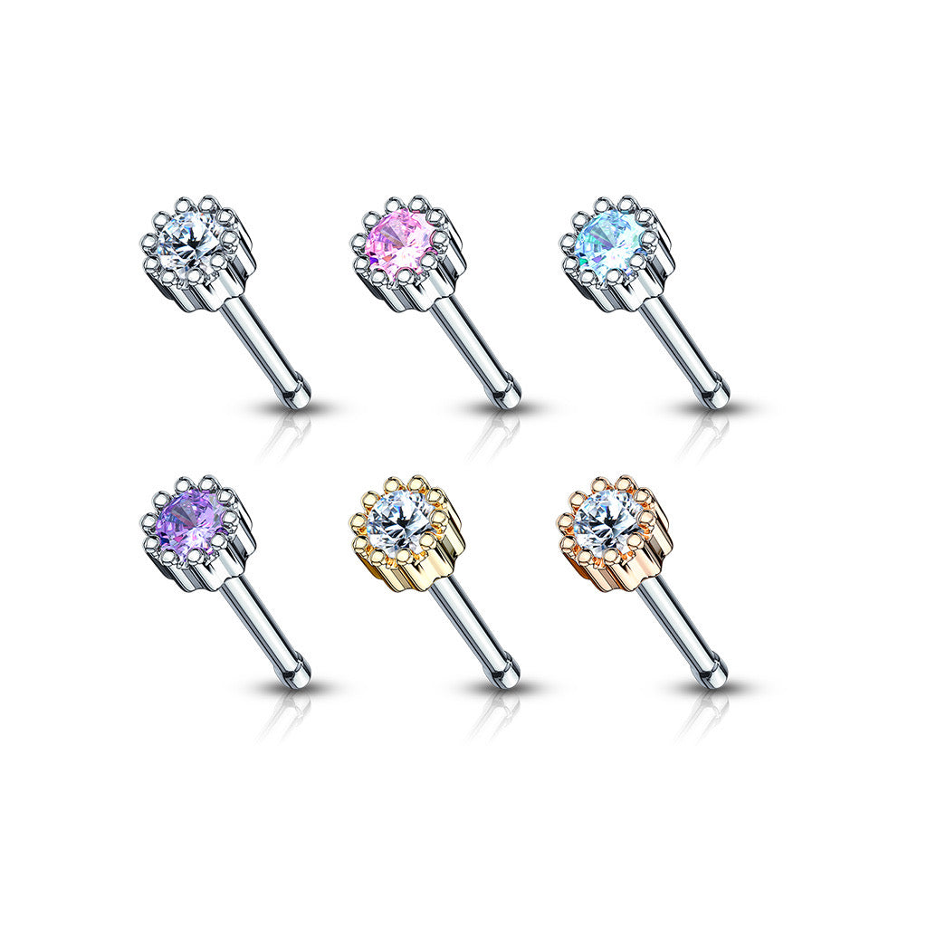 Cluster Bead Bracket CZ Centre Nose Stud