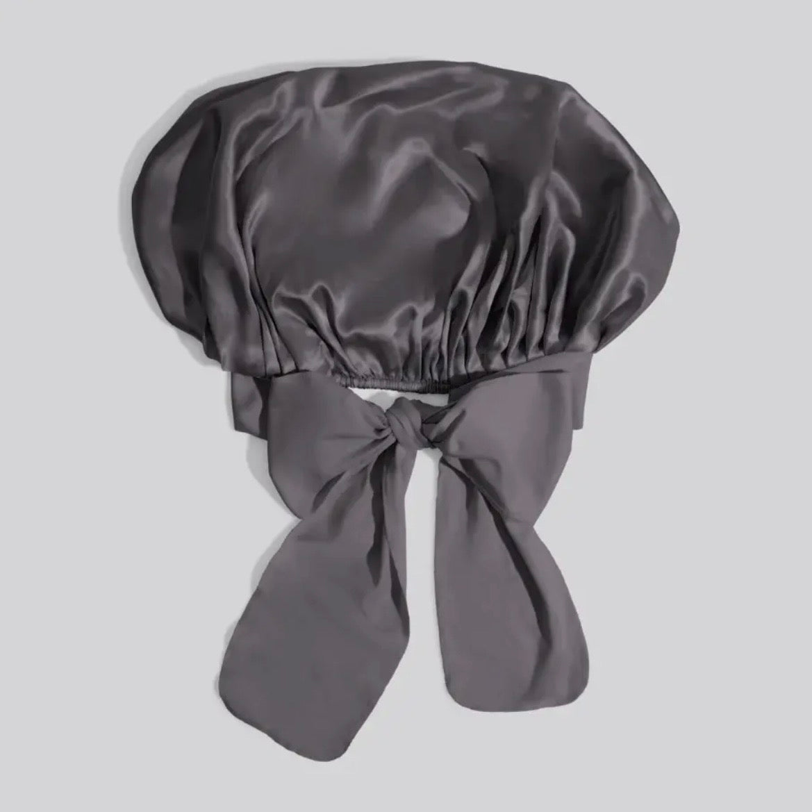 Adjustable Oversized Satin Bonnet- Charcoal