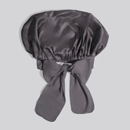 Adjustable Oversized Satin Bonnet- Charcoal
