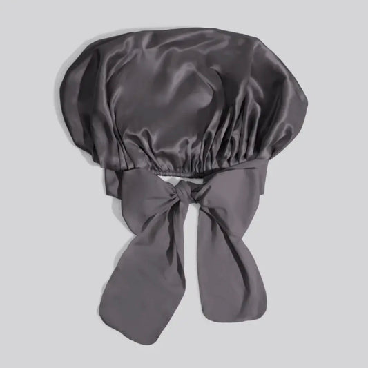 Adjustable Oversized Satin Bonnet- Charcoal