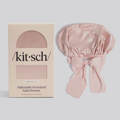 Adjustable Oversized Satin Bonnet- Blush