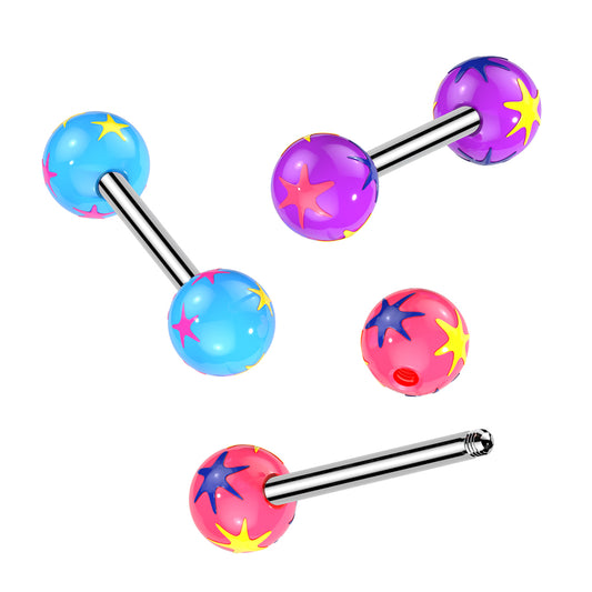 Multi Colored Starburst Acrylic Ball Barbell