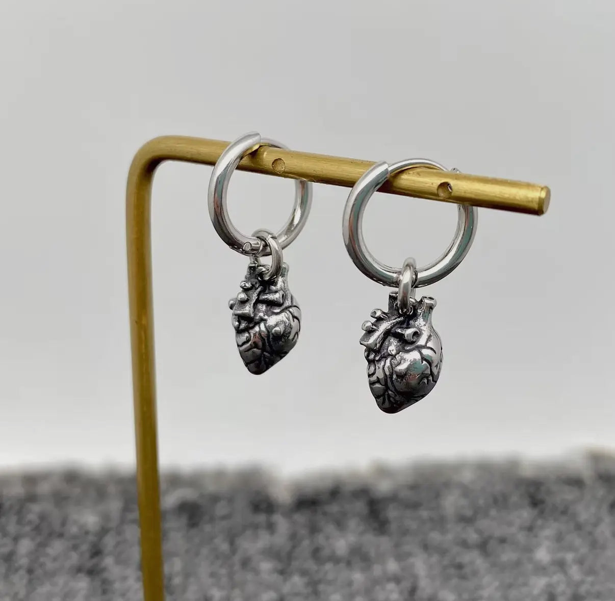 Gothic Heart Charm Earrings
