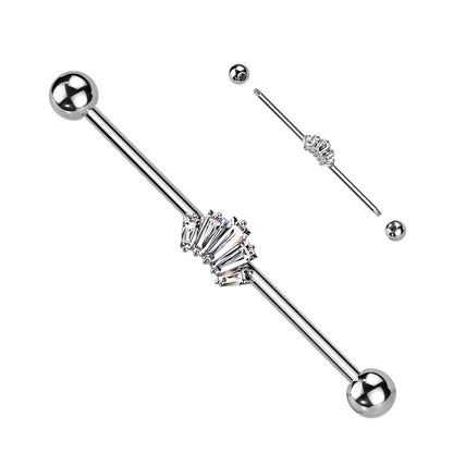 Baguette CZ Crown Industrial Barbell