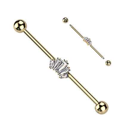 Baguette CZ Crown Industrial Barbell