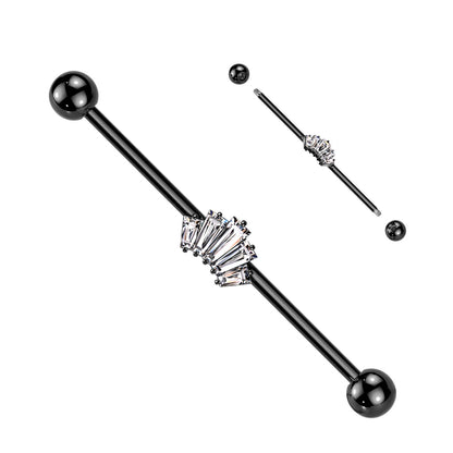 Baguette CZ Crown Industrial Barbell