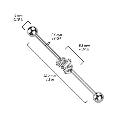 Baguette CZ Crown Industrial Barbell