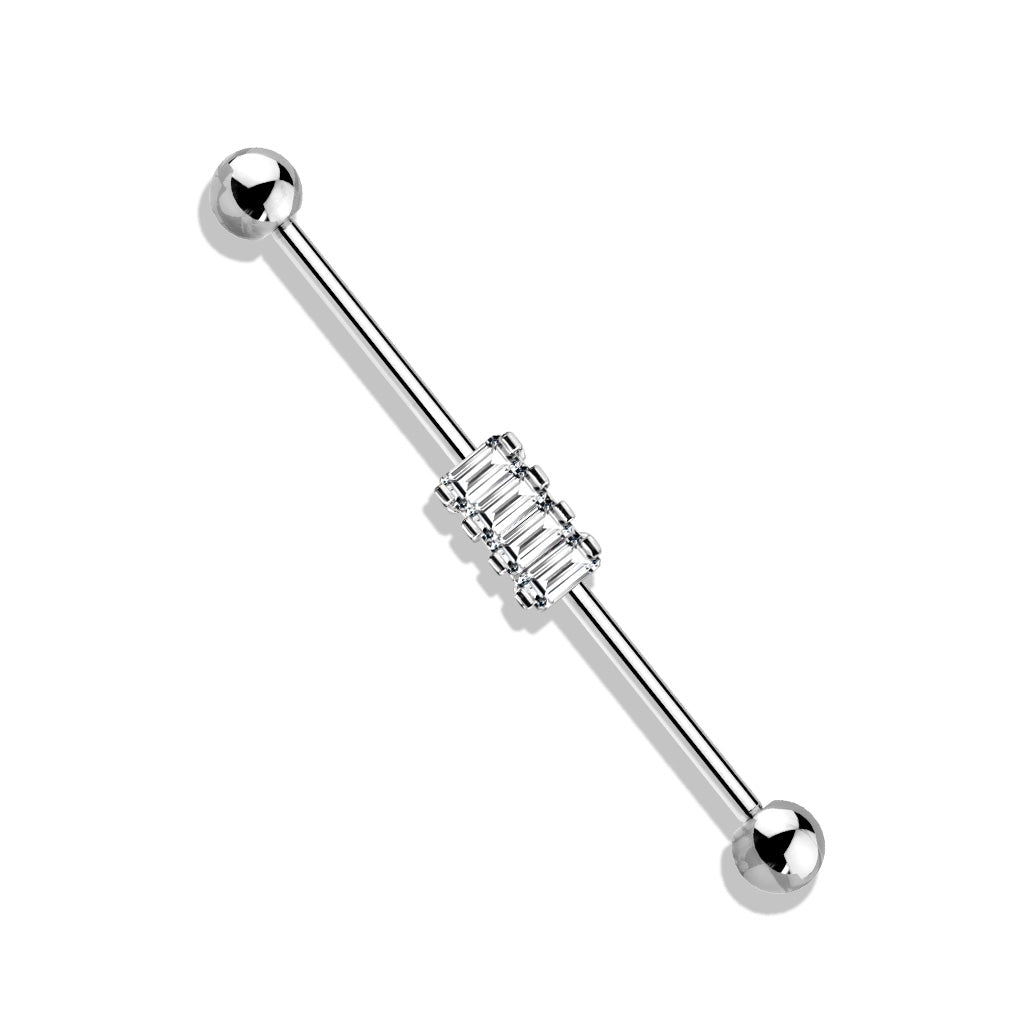4 Square CZ Set Industrial Barbell