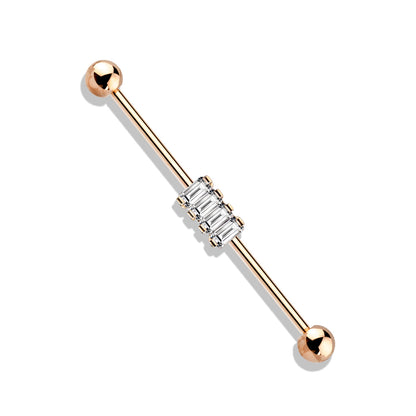 4 Square CZ Set Industrial Barbell
