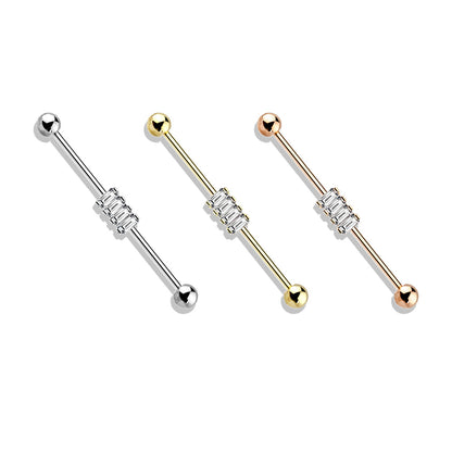 4 Square CZ Set Industrial Barbell