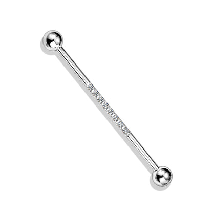 Industrial Barbell with CNC Set Lined CZ on Bar