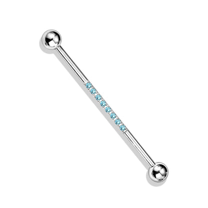 Industrial Barbell with CNC Set Lined CZ on Bar