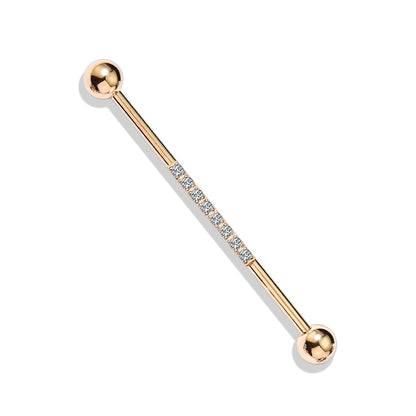 Industrial Barbell with CNC Set Lined CZ on Bar