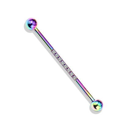 Industrial Barbell with CNC Set Lined CZ on Bar