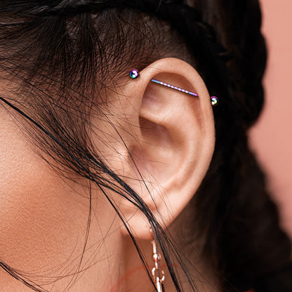 Industrial Barbell with CNC Set Lined CZ on Bar