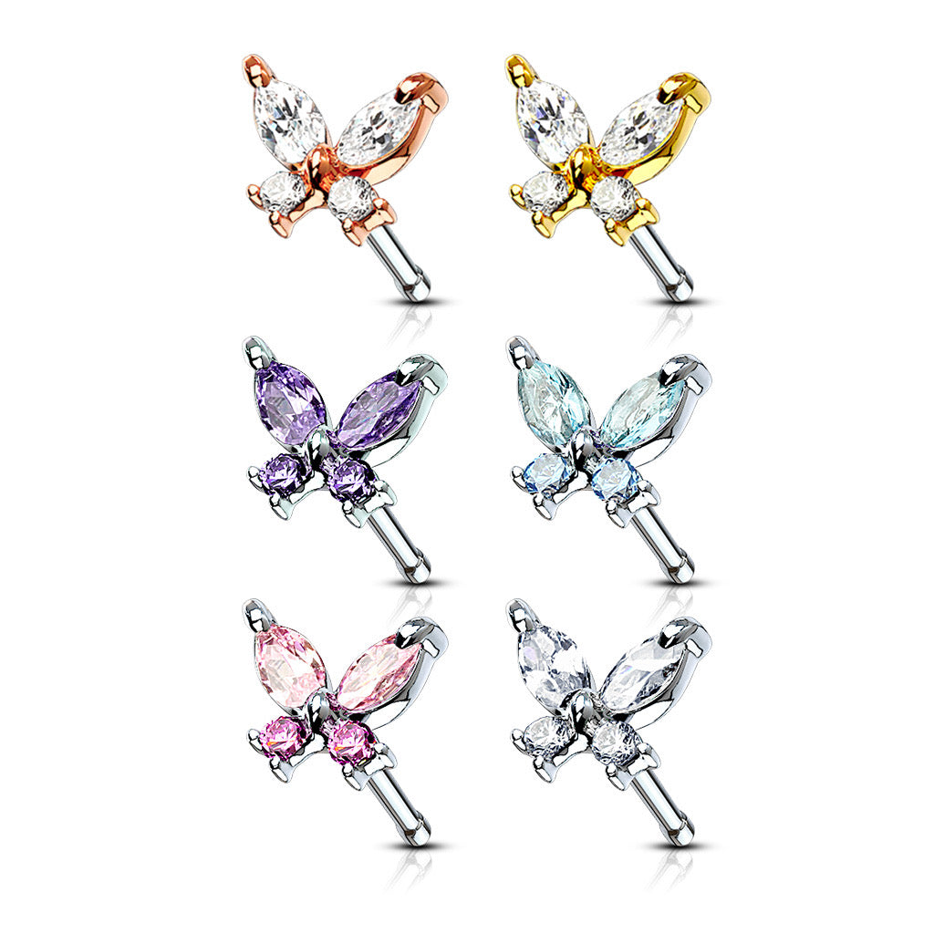 Mix Assorted CZ Butterfly Nose Stud