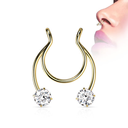 Clip on Horseshoe with Forward Facing Prong Set CZ